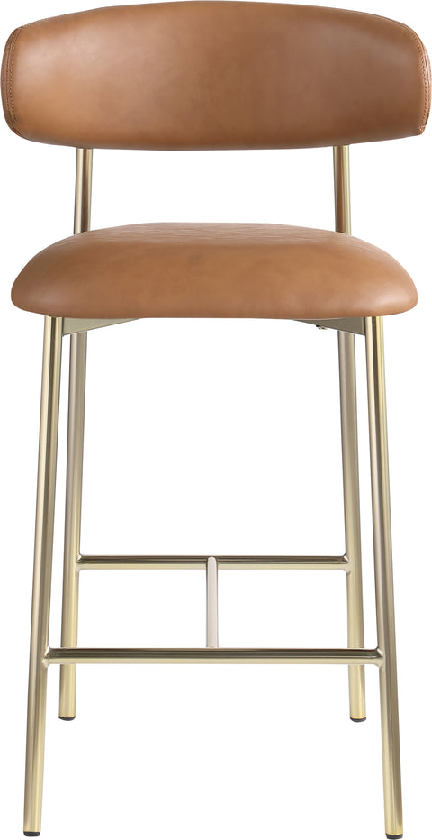 XOXO Cognac Vegan Leather Counter Stool