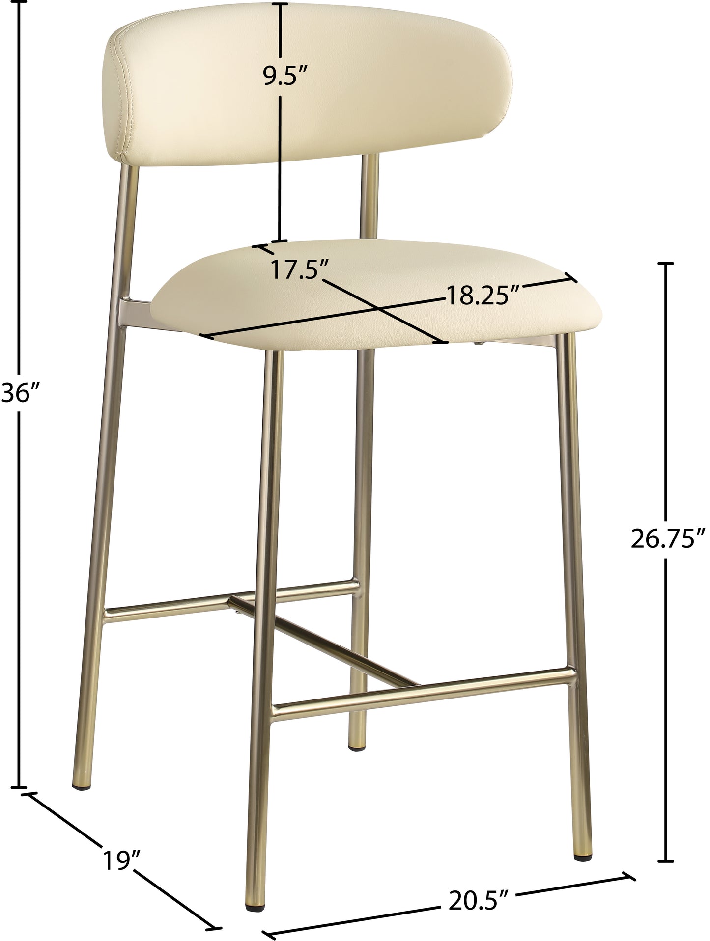 xoxo cream vegan leather counter stool