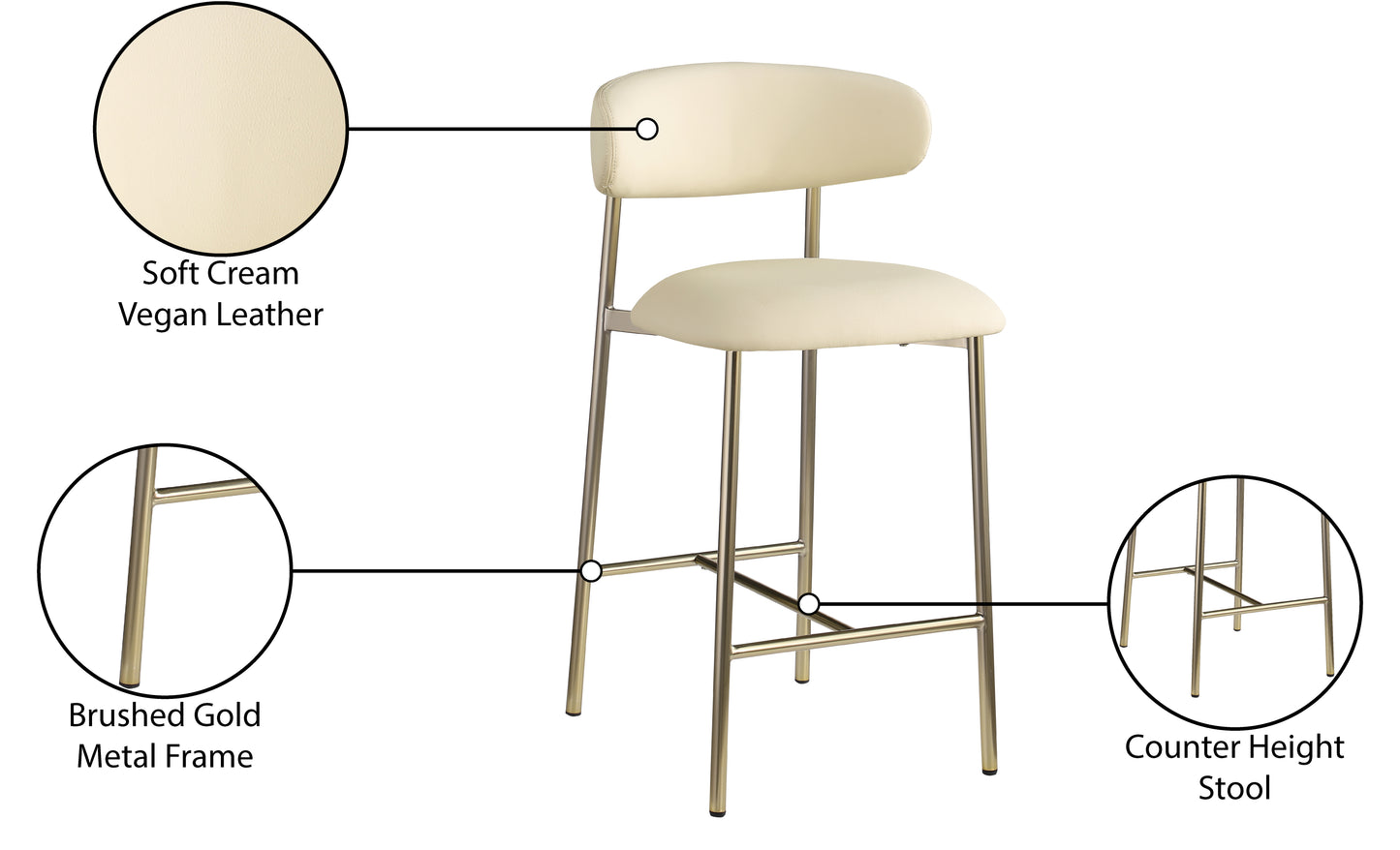 xoxo cream vegan leather counter stool