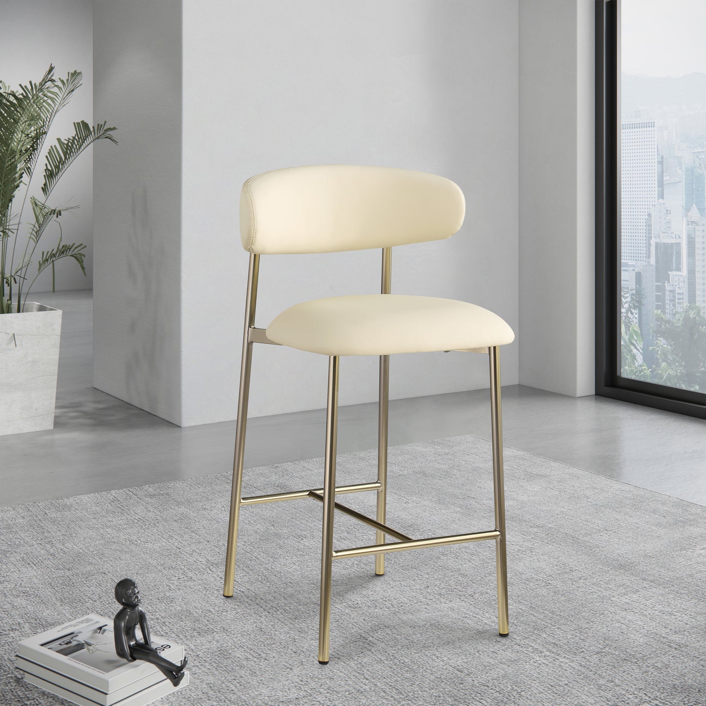 xoxo cream vegan leather counter stool