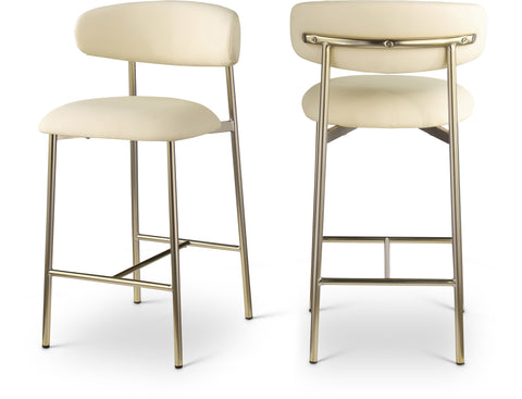 Opal Cream Vegan Leather Upholstered Counter Stool, 2-Piece