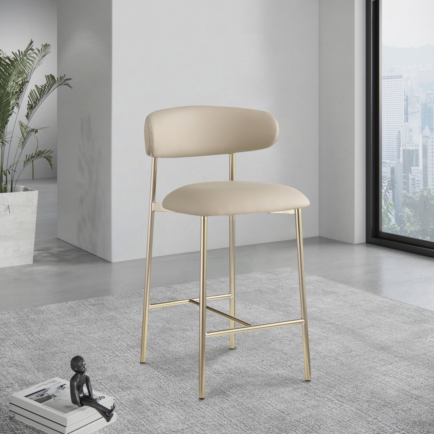 xoxo taupe vegan leather counter stool