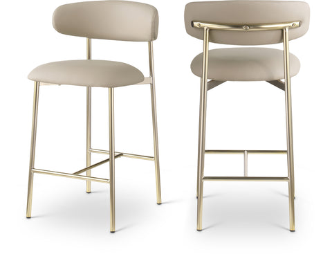 Opal Taupe Vegan Leather Upholstered Counter Stool, 2-Piece
