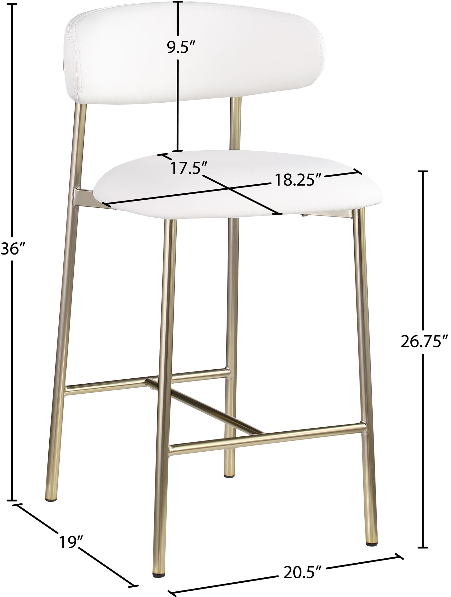 xoxo white vegan leather counter stool