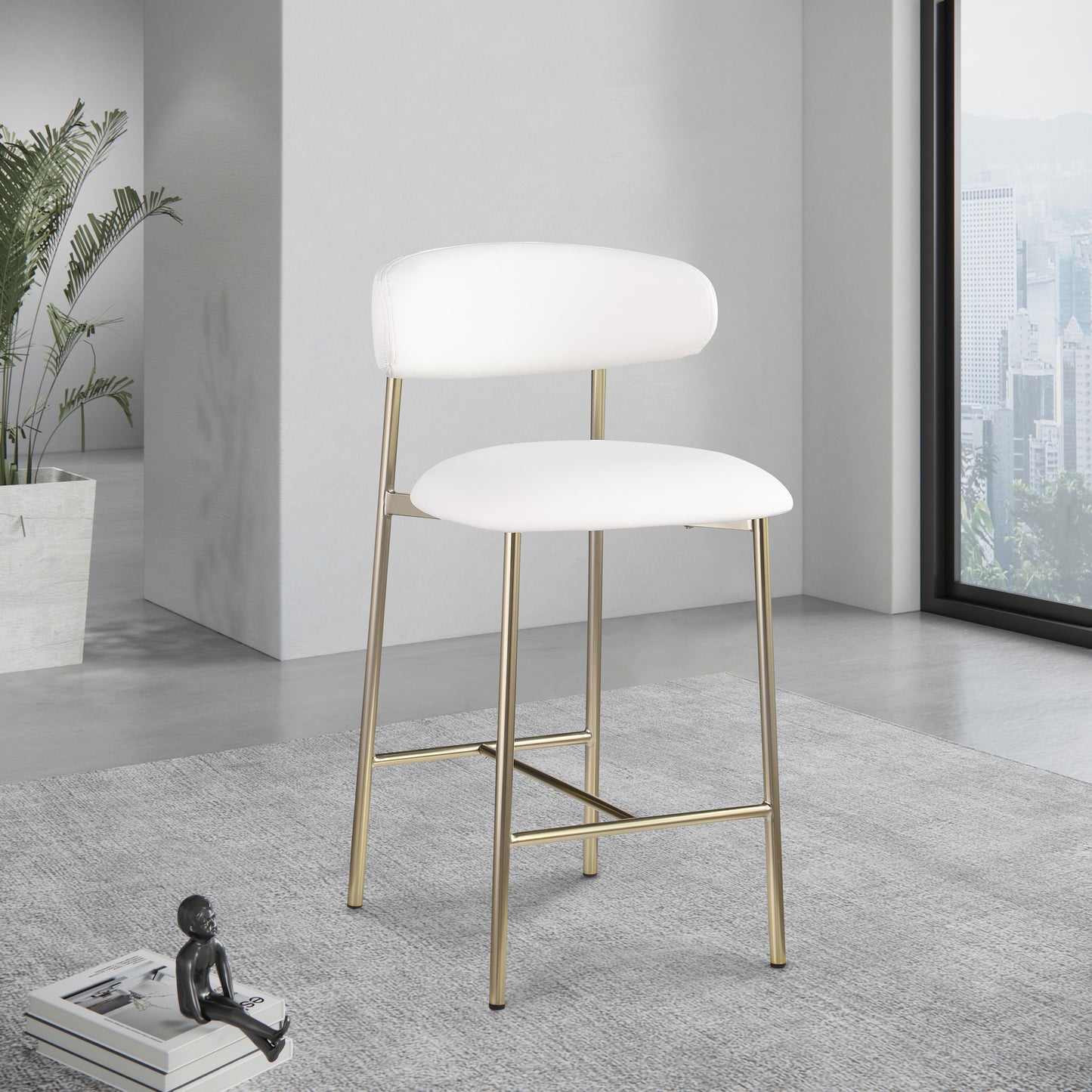 xoxo white vegan leather counter stool