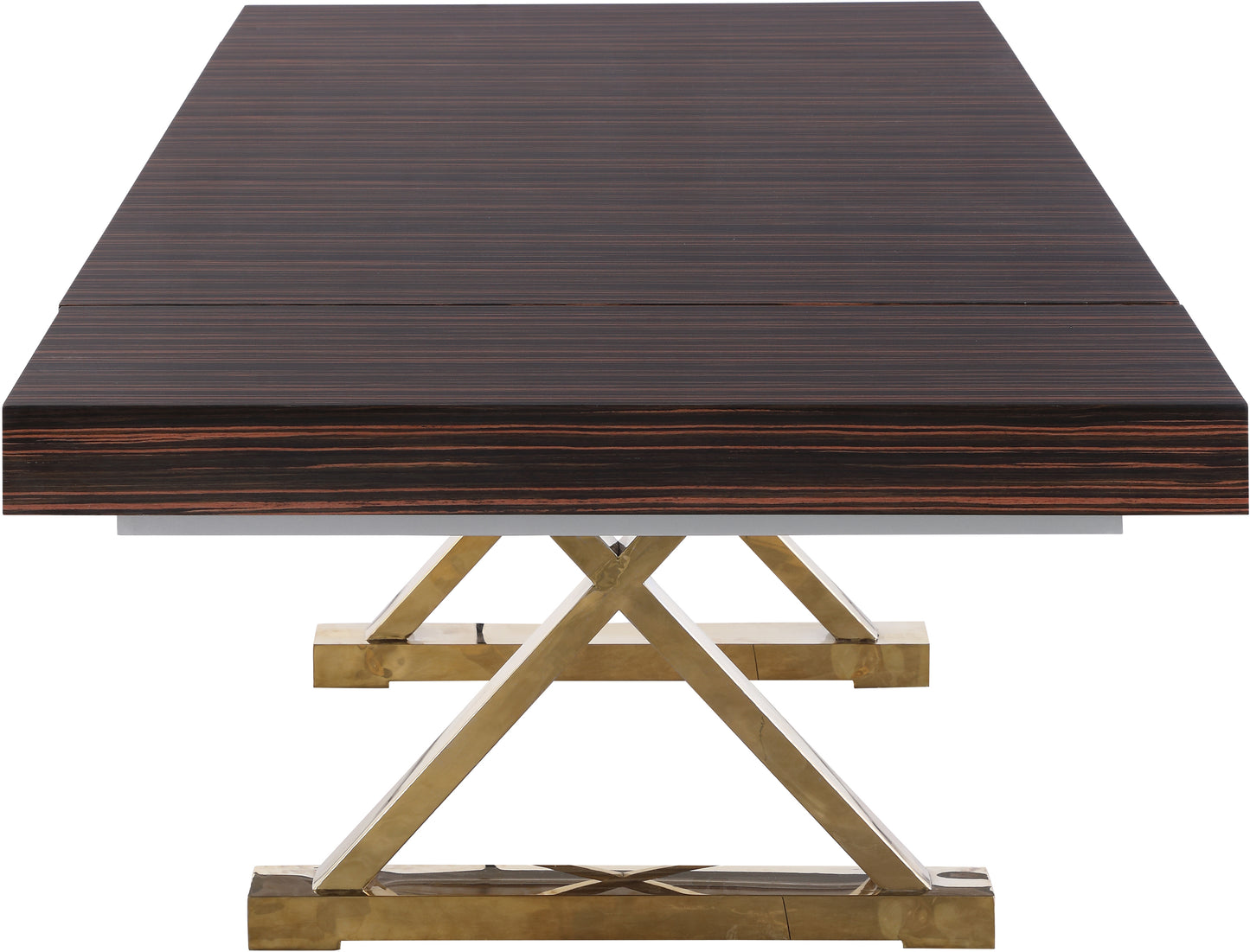 hans brown zebra wood veneer lacquer extendable dining table (3 boxes) t