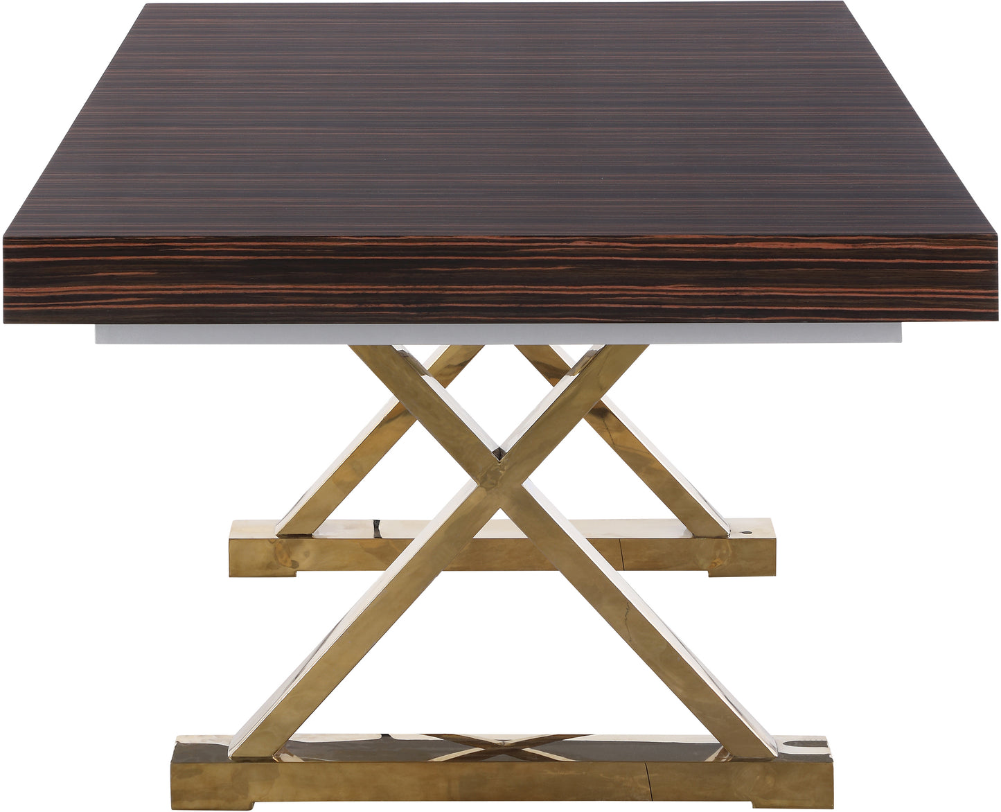 hans brown zebra wood veneer lacquer extendable dining table (3 boxes) t