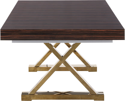 Hans Brown Zebra Wood Veneer Lacquer Extendable Dining Table (3 Boxes) T