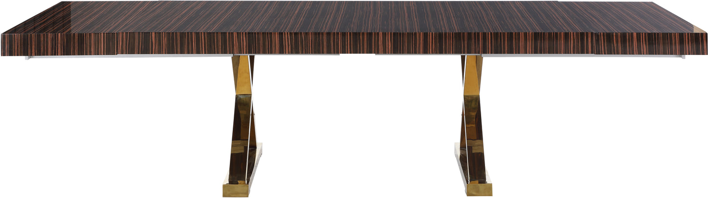 hans brown zebra wood veneer lacquer extendable dining table (3 boxes) t