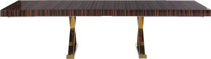 Hans Brown Zebra Wood Veneer Lacquer Extendable Dining Table (3 Boxes) T