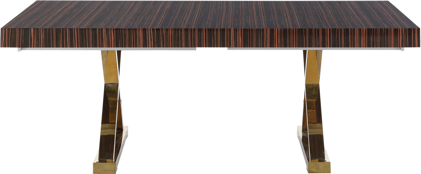 hans brown zebra wood veneer lacquer extendable dining table (3 boxes) t