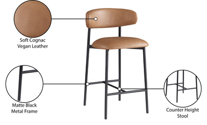 XOXO Cognac Vegan Leather Counter Stool