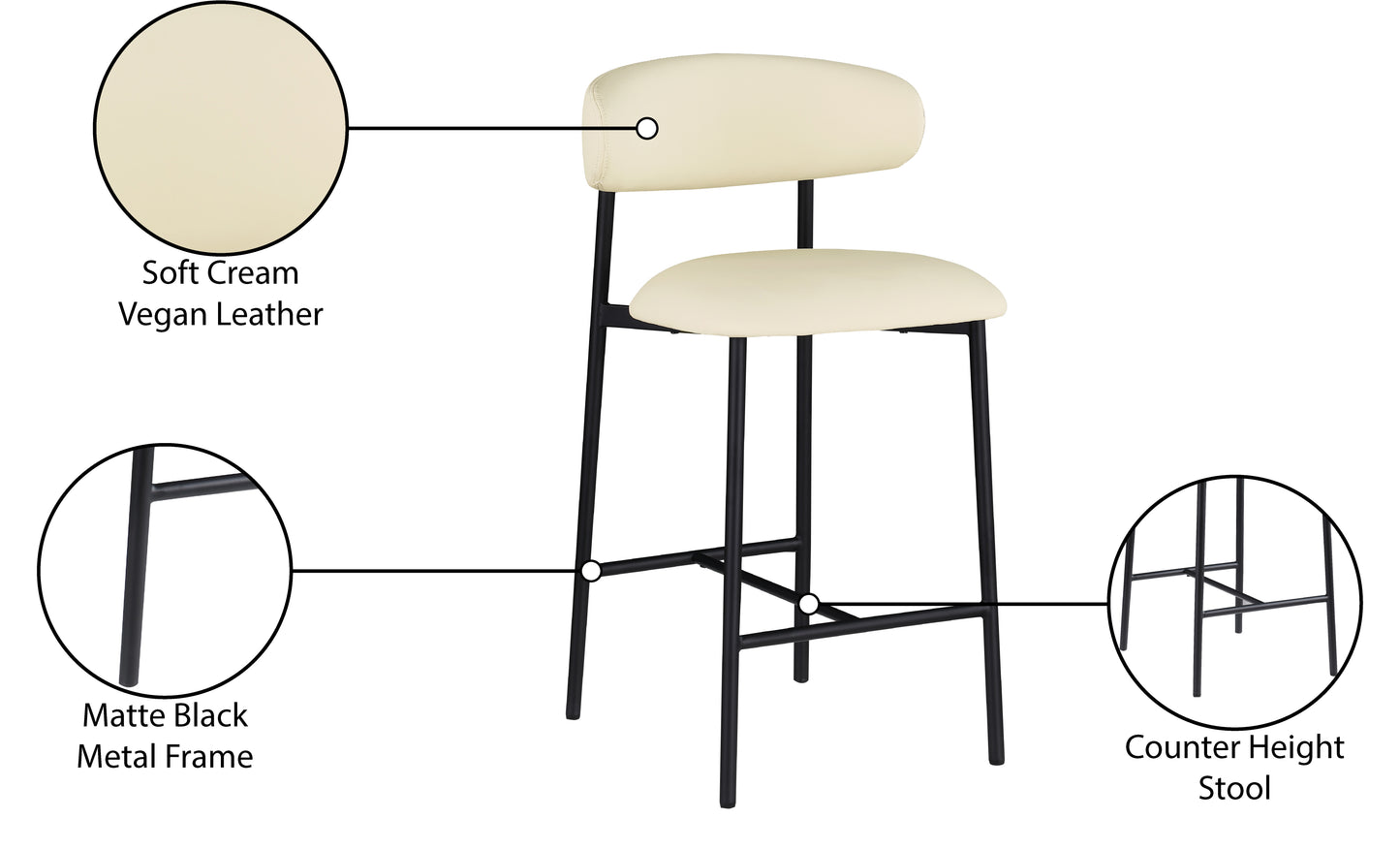 xoxo cream vegan leather counter stool