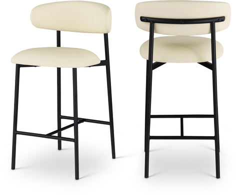Opal Cream Vegan Leather Upholstered Counter Stool, 2-Piece (Style 2)