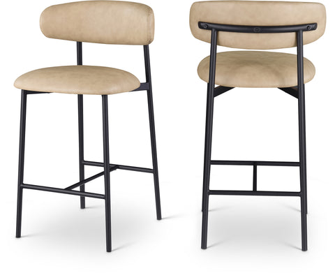 Opal Tan Vegan Leather Upholstered Counter Stool, 2-Piece