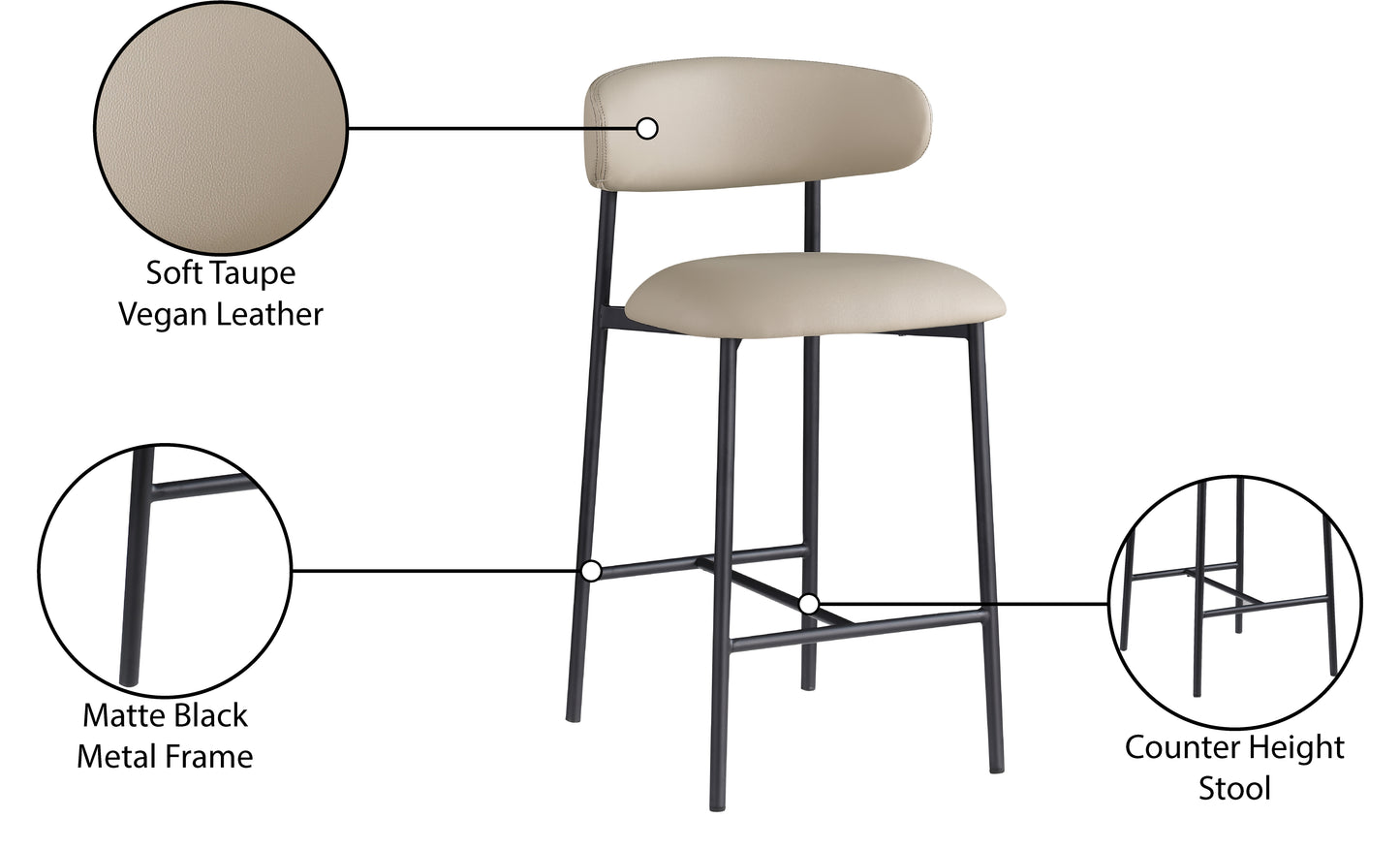 xoxo taupe vegan leather counter stool