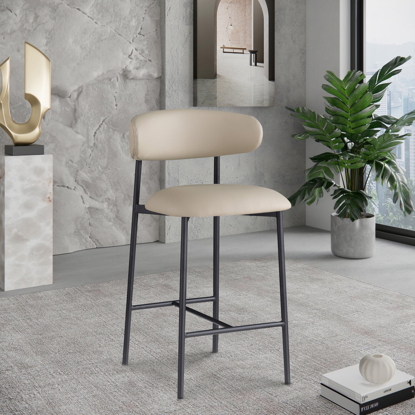 xoxo taupe vegan leather counter stool