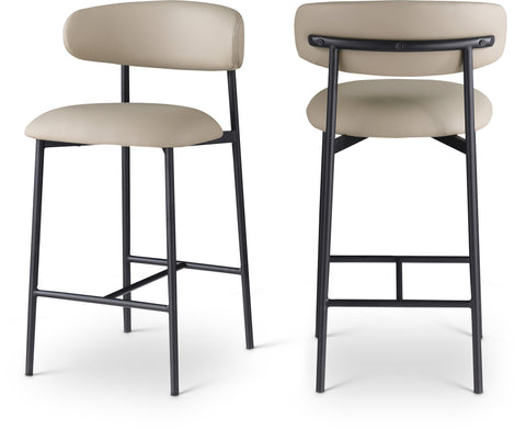 Opal Taupe Vegan Leather Upholstered Counter Stool, 2-Piece (Style 2)