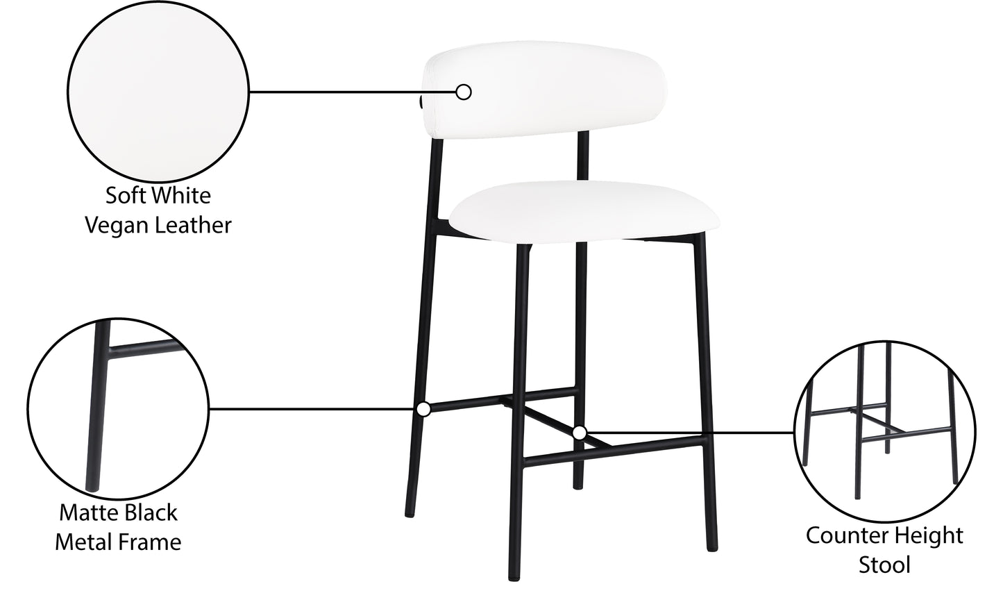 xoxo white vegan leather counter stool