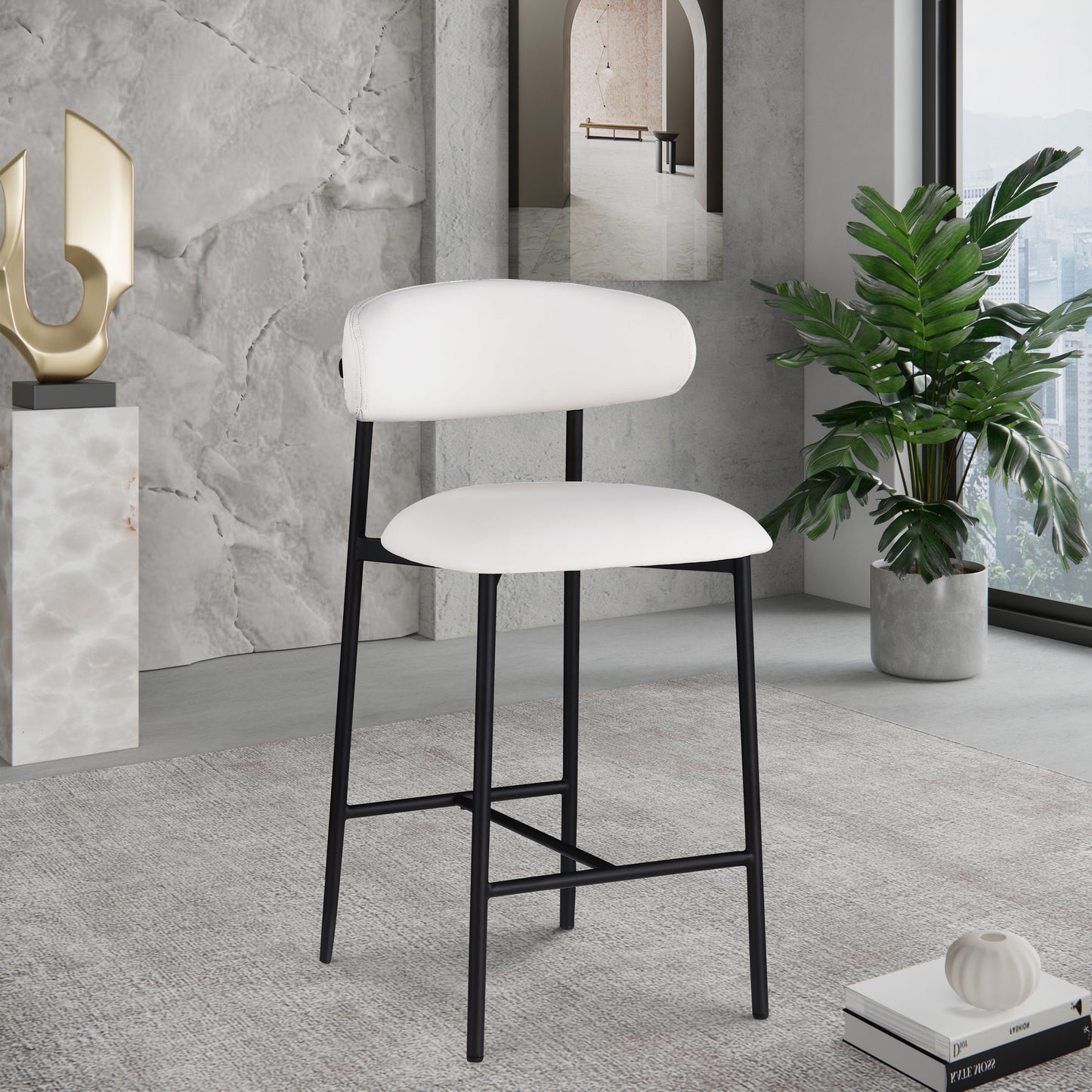 xoxo white vegan leather counter stool