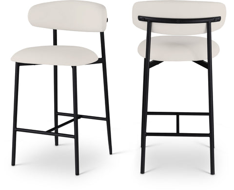 Opal Off-White Vegan Leather Upholstered Counter Stool, 2-Piece (Style 2)