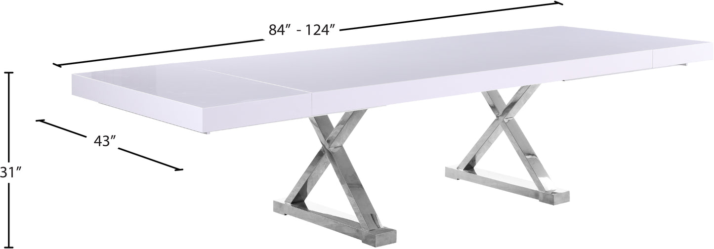 hans white lacquer extendable dining table (3 boxes) t