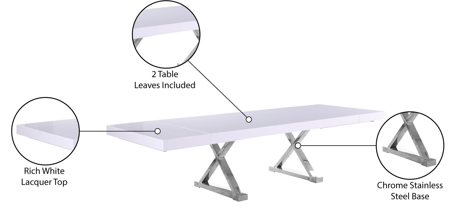 hans white lacquer extendable dining table (3 boxes) t