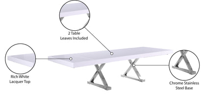 Hans White Lacquer Extendable Dining Table (3 Boxes) T