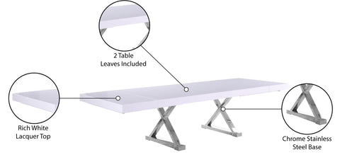 Hans White Lacquer Extendable Dining Table (3 Boxes) T