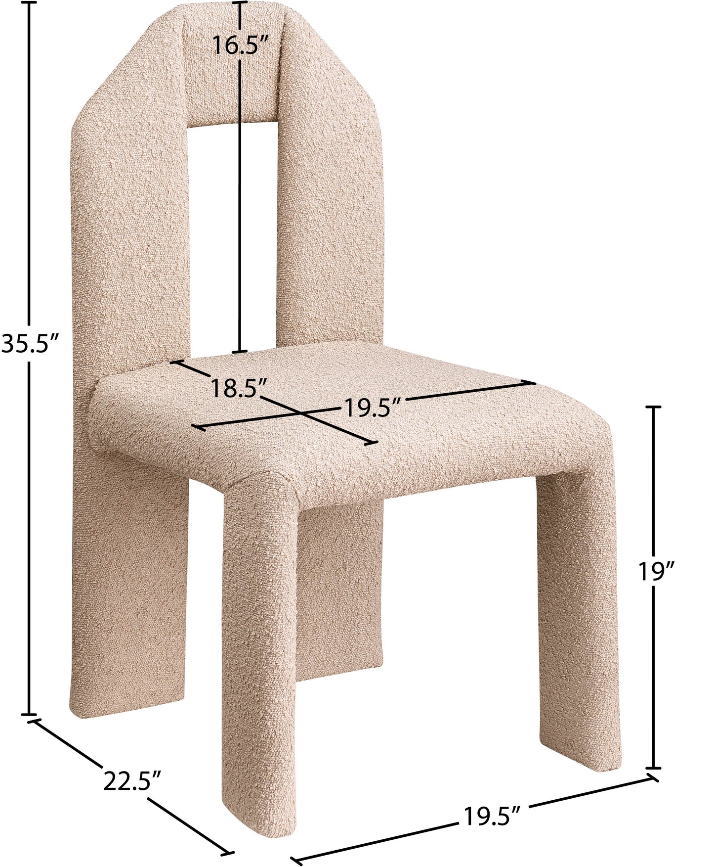 sei beige boucle fabric dining chair