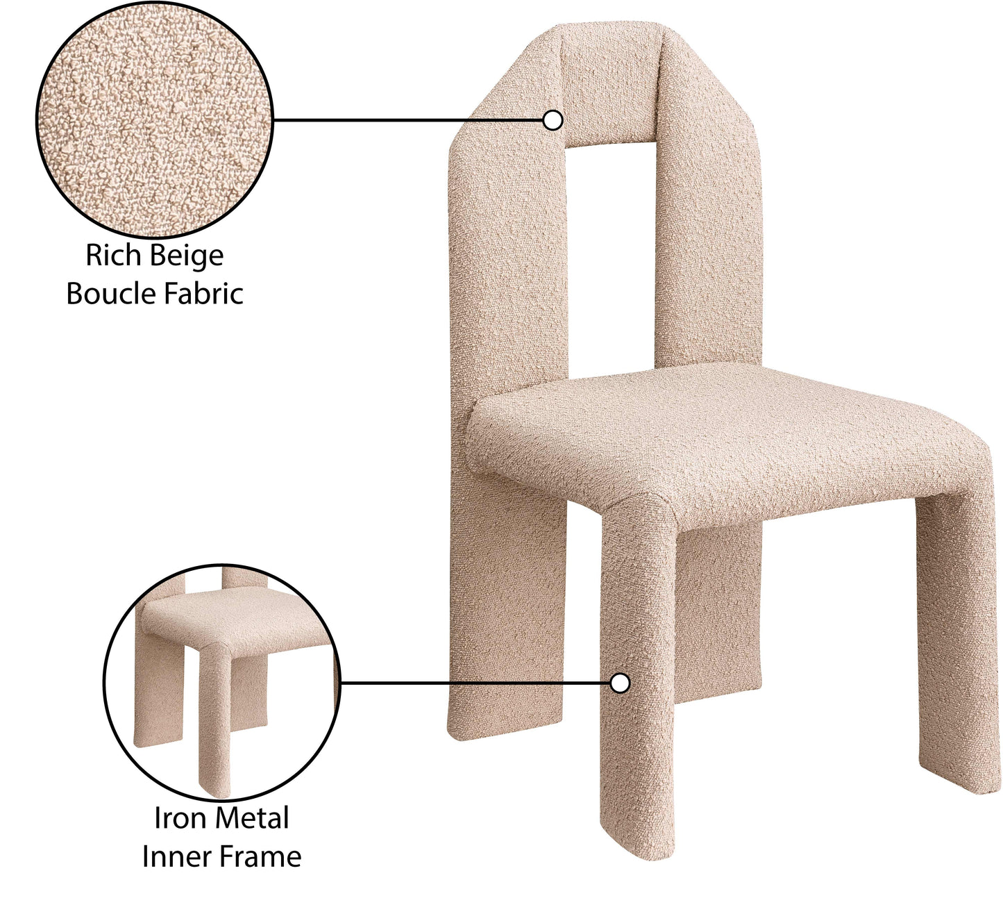 sei beige boucle fabric dining chair