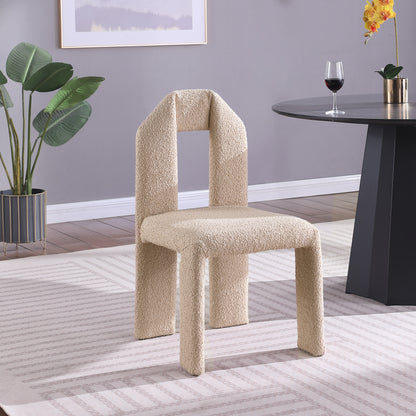 Sei Beige Boucle Fabric Dining Chair