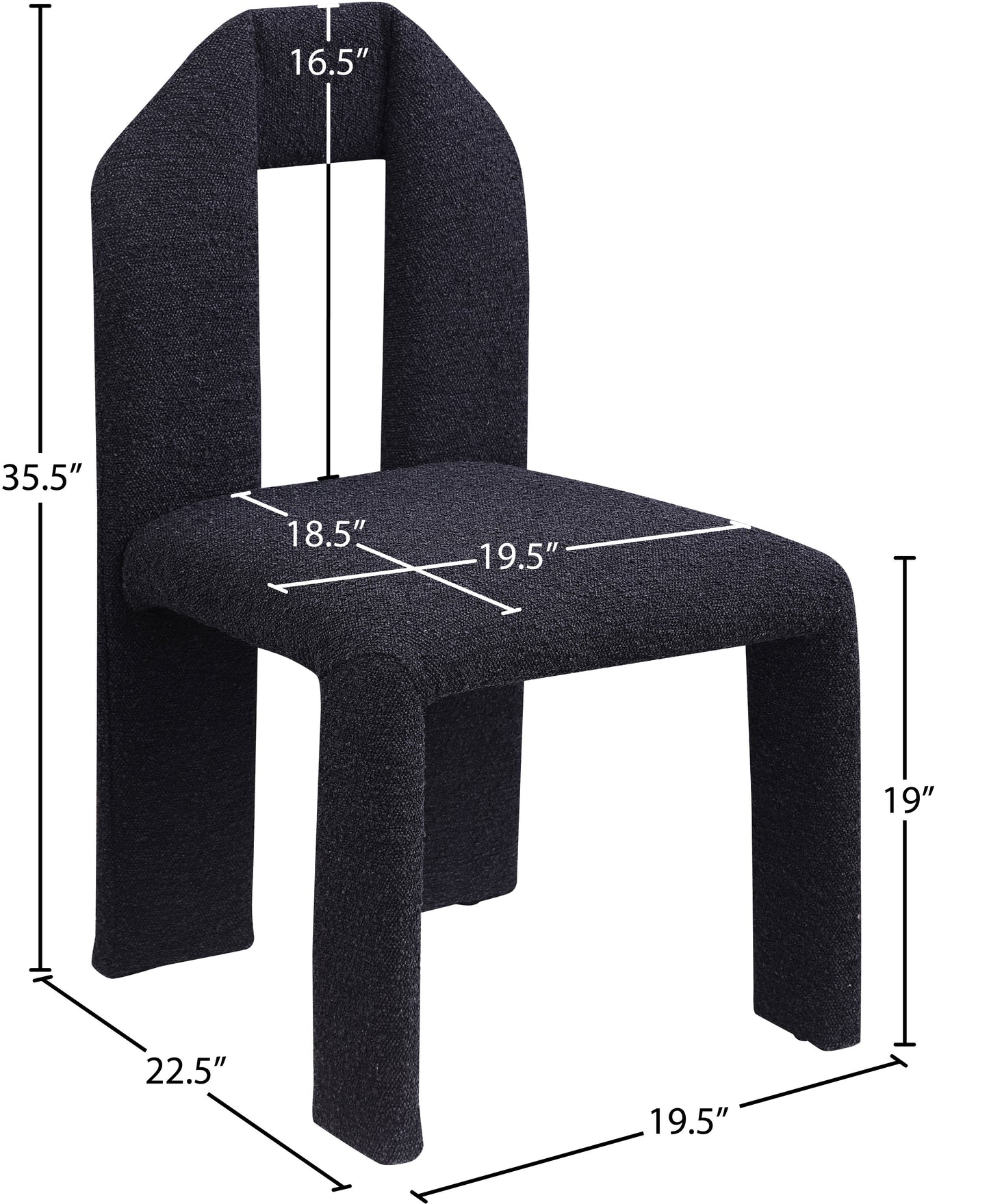 sei black boucle fabric dining chair