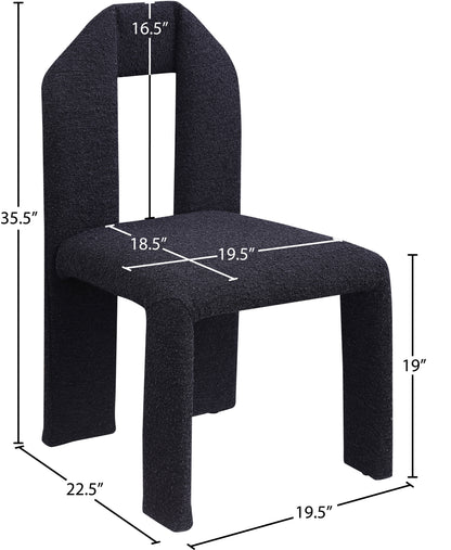 Sei Black Boucle Fabric Dining Chair