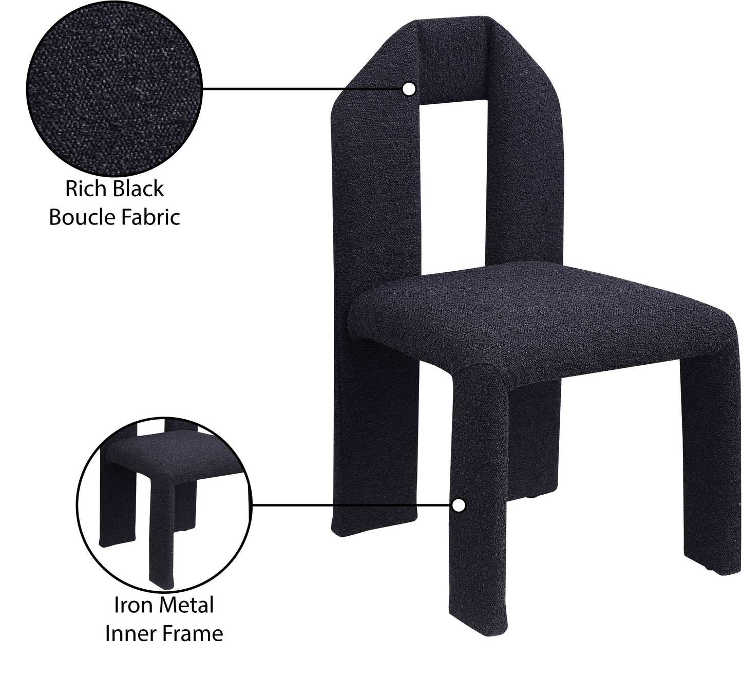 sei black boucle fabric dining chair