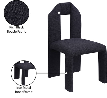 Sei Black Boucle Fabric Dining Chair