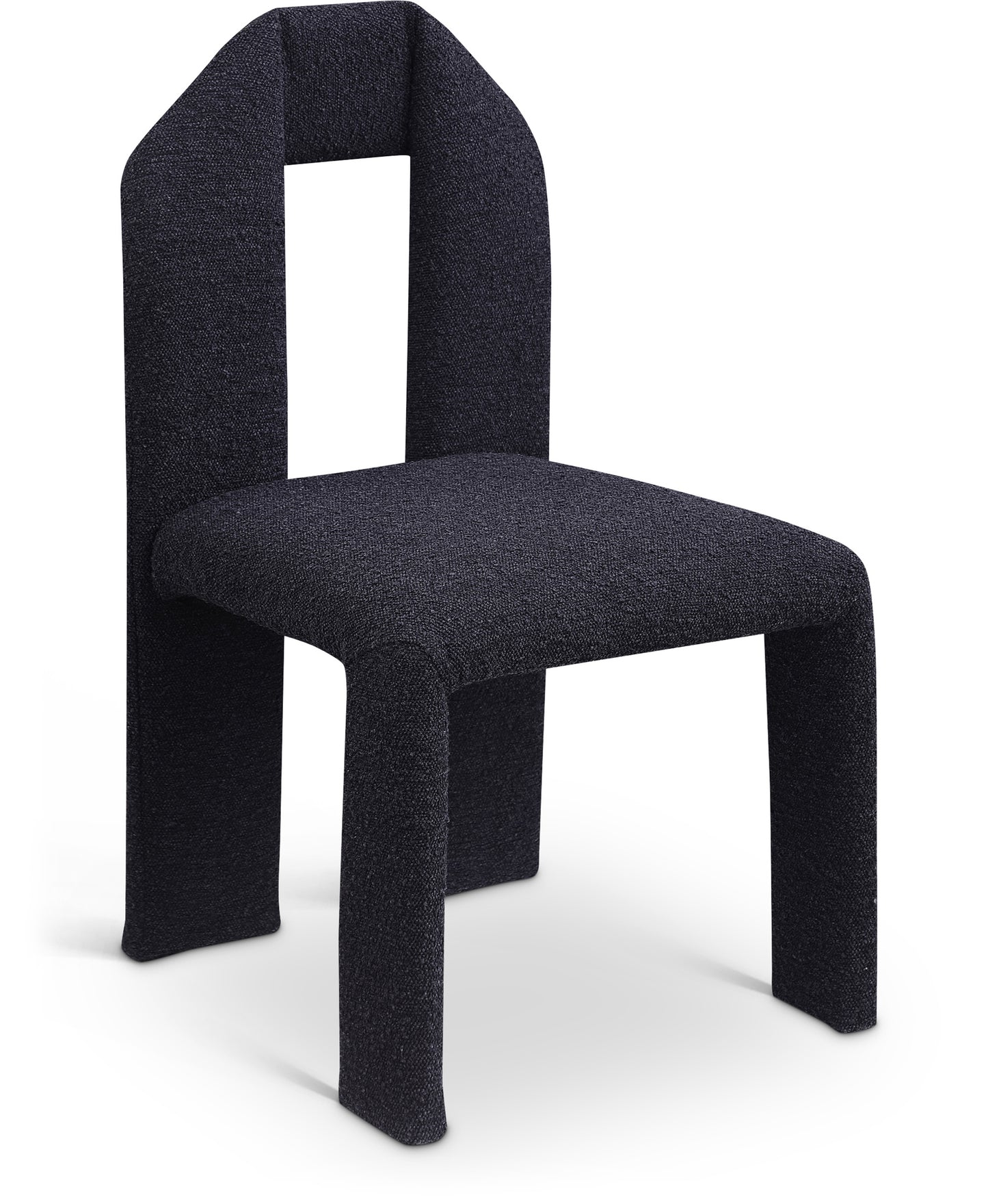 sei black boucle fabric dining chair