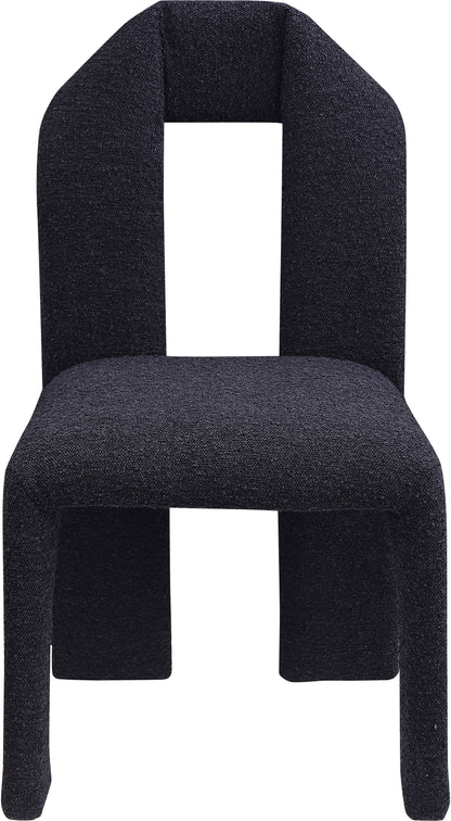 Sei Black Boucle Fabric Dining Chair