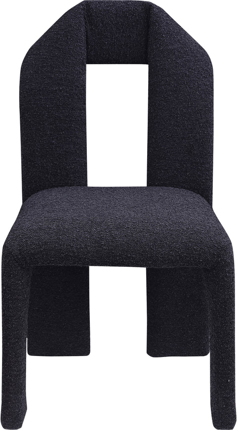 Sei Black Boucle Fabric Dining Chair