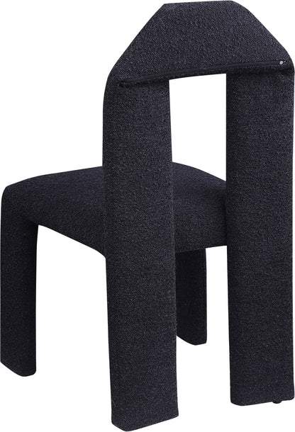 Sei Black Boucle Fabric Dining Chair