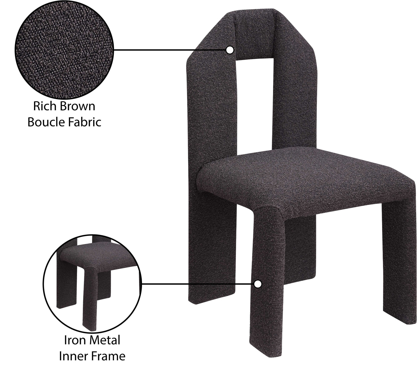 sei brown boucle fabric dining chair