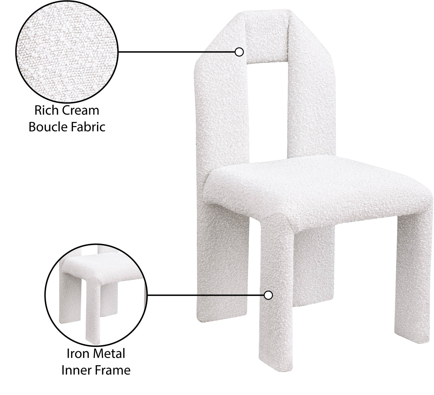 sei cream boucle fabric dining chair