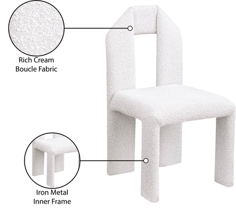 Sei Cream Boucle Fabric Dining Chair