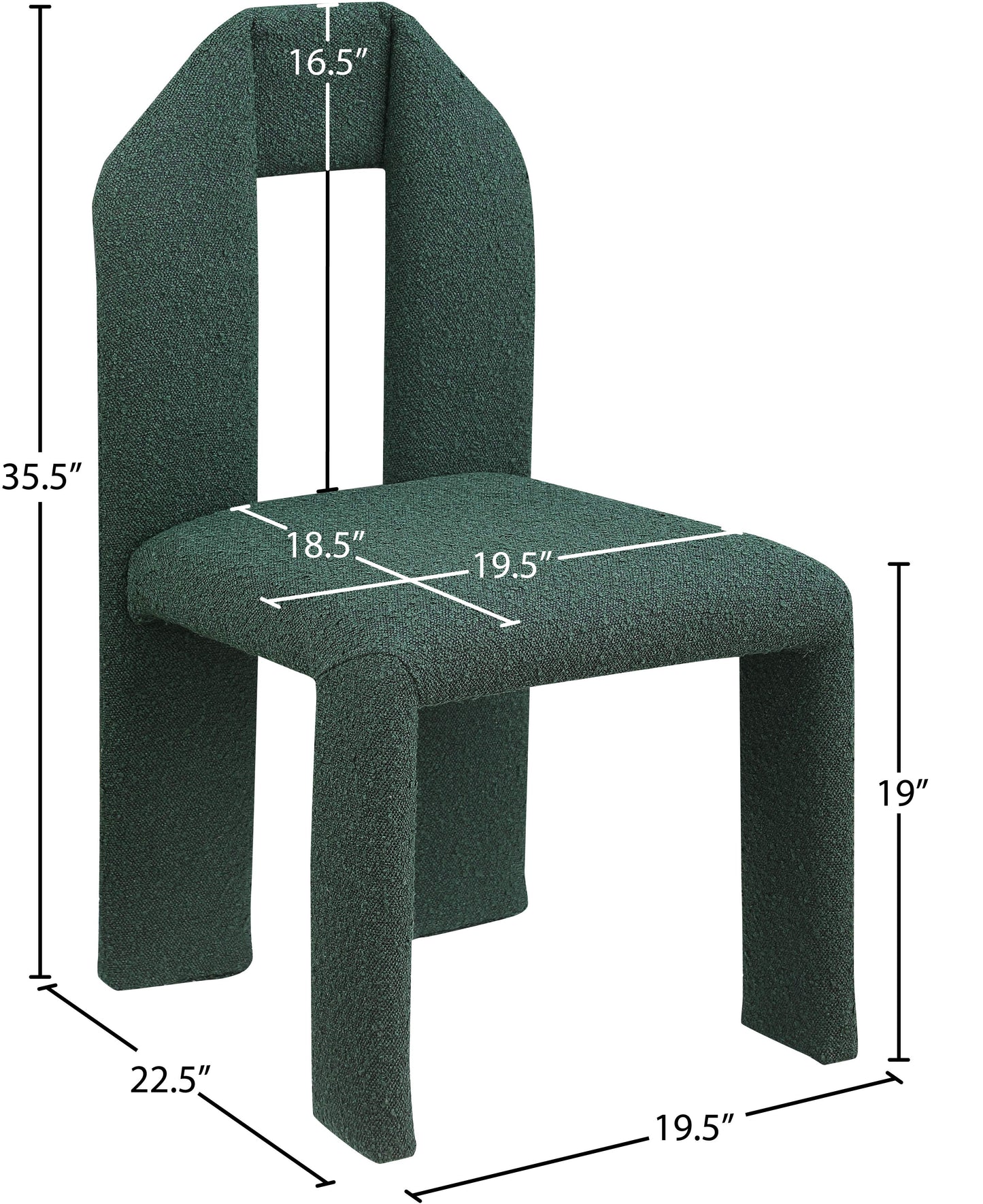 sei green boucle fabric dining chair