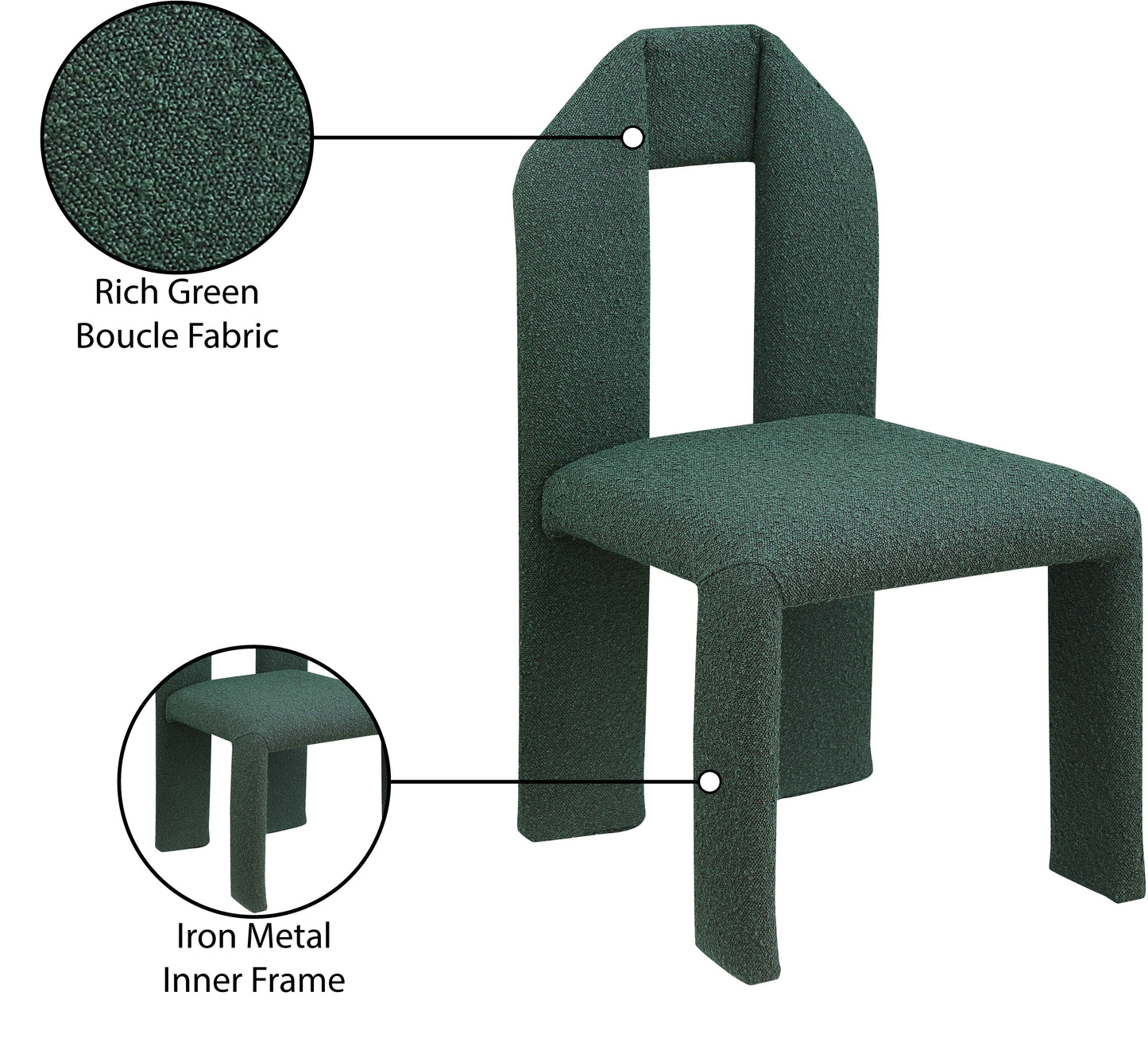 sei green boucle fabric dining chair