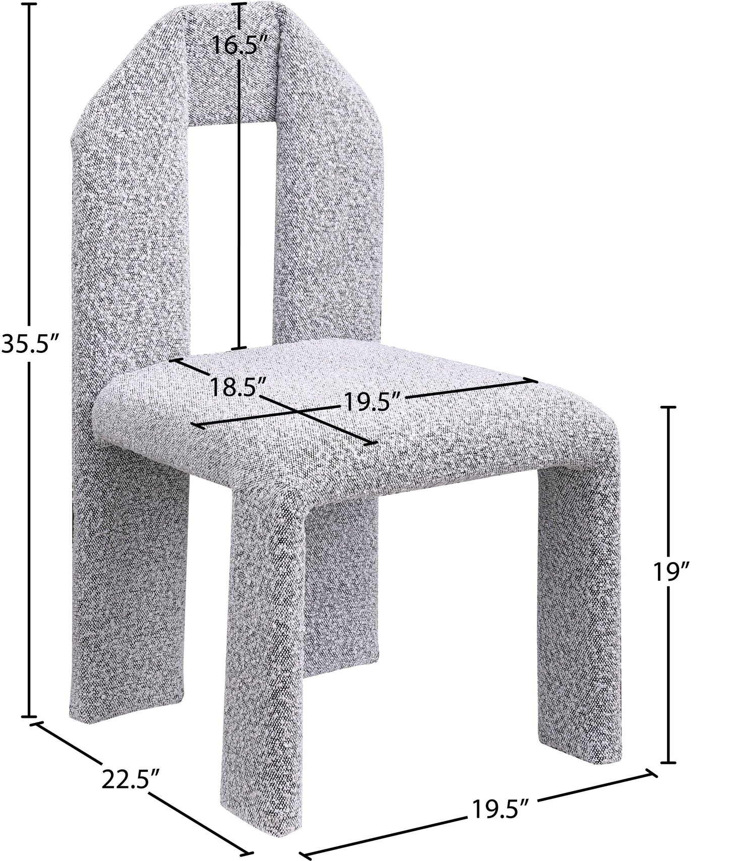 sei grey boucle fabric dining chair