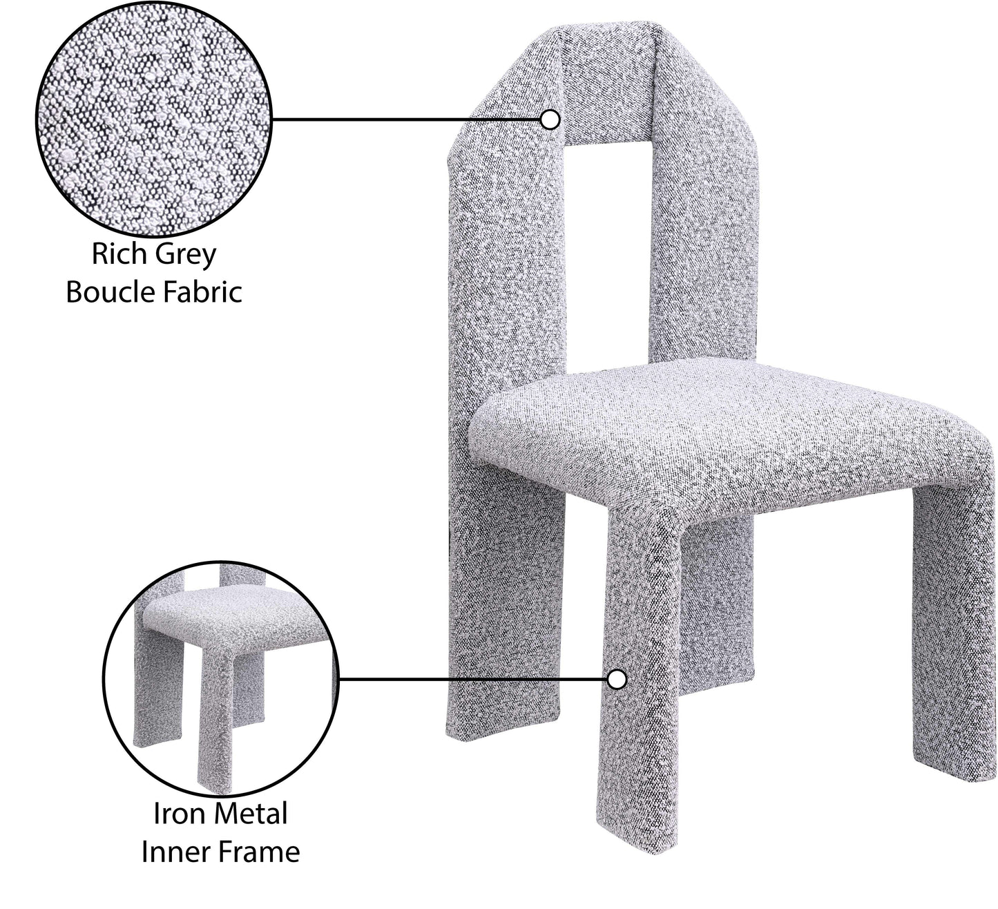 sei grey boucle fabric dining chair