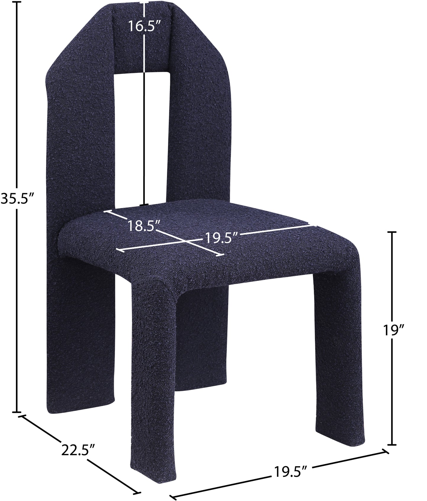 sei navy boucle fabric dining chair