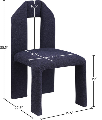 Sei Navy Boucle Fabric Dining Chair