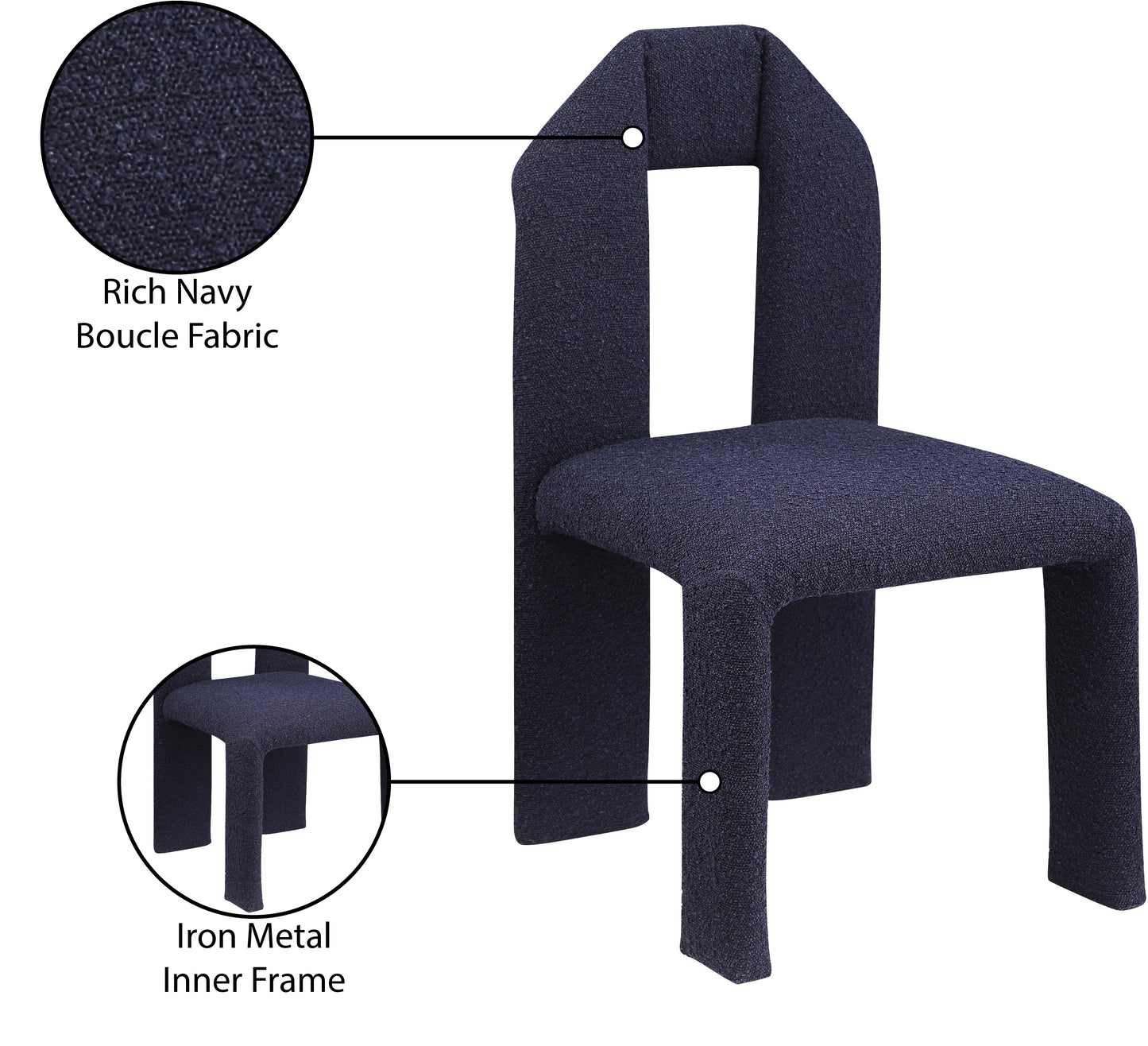 sei navy boucle fabric dining chair